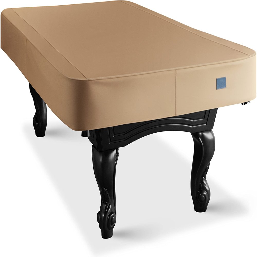 BEARCOVER Heavy Duty Leatherette Billiard Pool Table Cover, Waterproof & Tearproof Cover for Pool Table 7/8/9FT (10 Colors Available) (9 Feet/Wheat Brown)