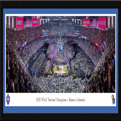 Kansas Jayhawks, 2022 NCAA National Basketball Champions - 42x15.5-inch Single Mat, Select Framed Picture by Blakeway Panoramas