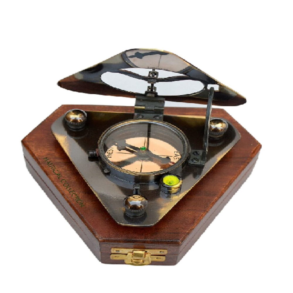 Nautical Sundial Compass Push Button Compass Handmade Marine Pocket Compass Nautical Brass Sundial Antique Compass Handmade Marine Pocket Compass Decor by Allorytech