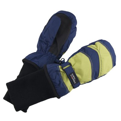 SnowStoppers Kids Waterproof Long Cuff Winter Mittens (Medium (2-5 Years), Navy & Lime)