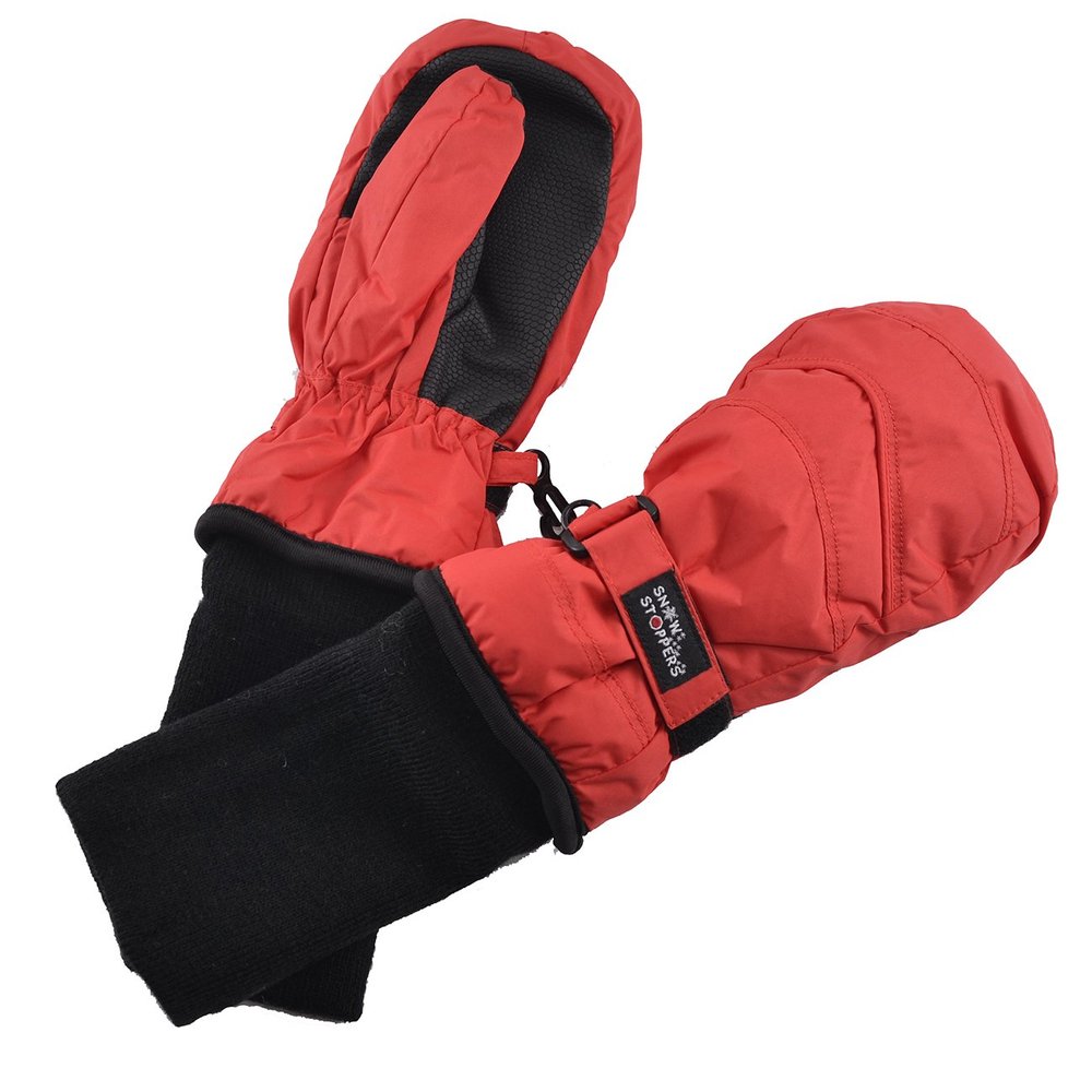 SnowStoppers Kids Waterproof Long Cuff Winter Mittens (Large (4-8 Years), Red)