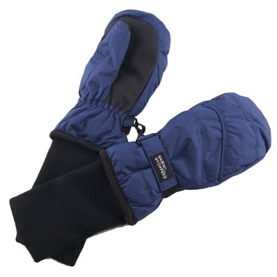 SnowStoppers Kids Waterproof Long Cuff Winter Mittens (Large (4-8 Years), Navy)