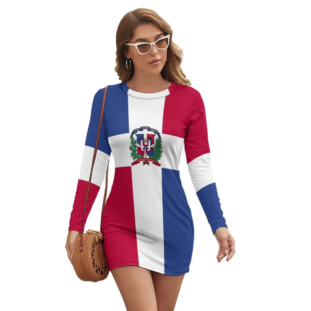 Elegant Casual Dominican Flag Leisure Wear for Women Girl's Summer Sun Beach L