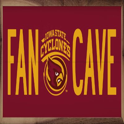 Kendrick Home + Stadium Collegiate Fan Cave Sign Unique American Made Hardwood Natural Walnut Framed Decor Sign (Iowa Hawkeyes, 36x12)