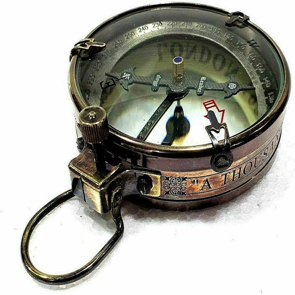 Antique Brass Map Reader Compass Push Button Compass Handmade Marine Pocket Compass Nautical Brass Compass Handmade Marine Pocket Compass Decor 3 Inches by ALLORY TECH