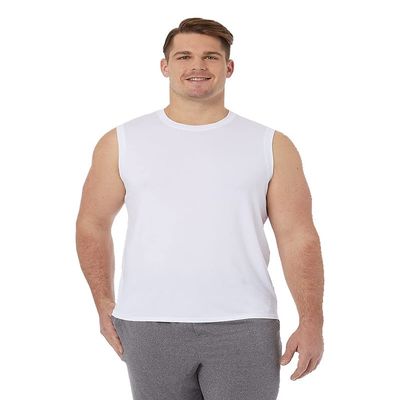 32 DEGREEES Men's Cool Classic Relaxed Tank | Anti-Odor | 4-Way Stretch | Moisture Wicking, White, Medium