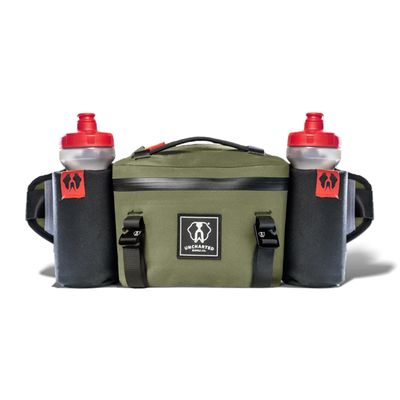 Uncharted Supply Co. Waterproof Hip Pack (Olive)  No-Bounce, Lightweight Fanny Pack for Running, Hiking & Biking  Quick-Access, Removable Bottle Holders, Adjustable Fit & Weather-Resistant Design