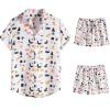 Men's Shirt and Short Sets Designer Hippie 2 Piece Outfit Short Sleeve Hawaiian Shirt Shorts Print Beach Sport Set White view 1