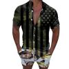 Men's Short Sleeve Button Up Dress Shirts Athletic Fit Muscle Slim Hawaiian Shirt American Flag Graphic T-Shirts Blouses view 1