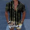 Men's Short Sleeve Button Up Dress Shirts Athletic Fit Muscle Slim Hawaiian Shirt American Flag Graphic T-Shirts Blouses view 2