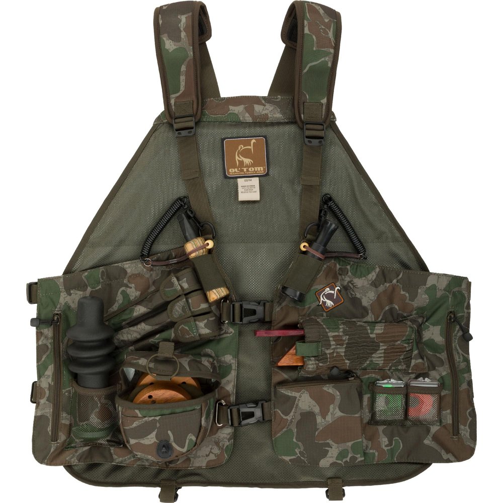 Drake Waterfowl Ol'Tom Time & Motion Easy-Rider Turkey Vest - Lightweight Hunting Vest with Adjustable Chest/Waist Straps, Old School Green
