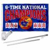 Kansas KU Jayhawks Mens Basketball 6 Time National Champions Flag with Pole and Bracket Holder University Set view 1