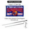 Kansas KU Jayhawks Mens Basketball 6 Time National Champions Flag with Pole and Bracket Holder University Set view 2