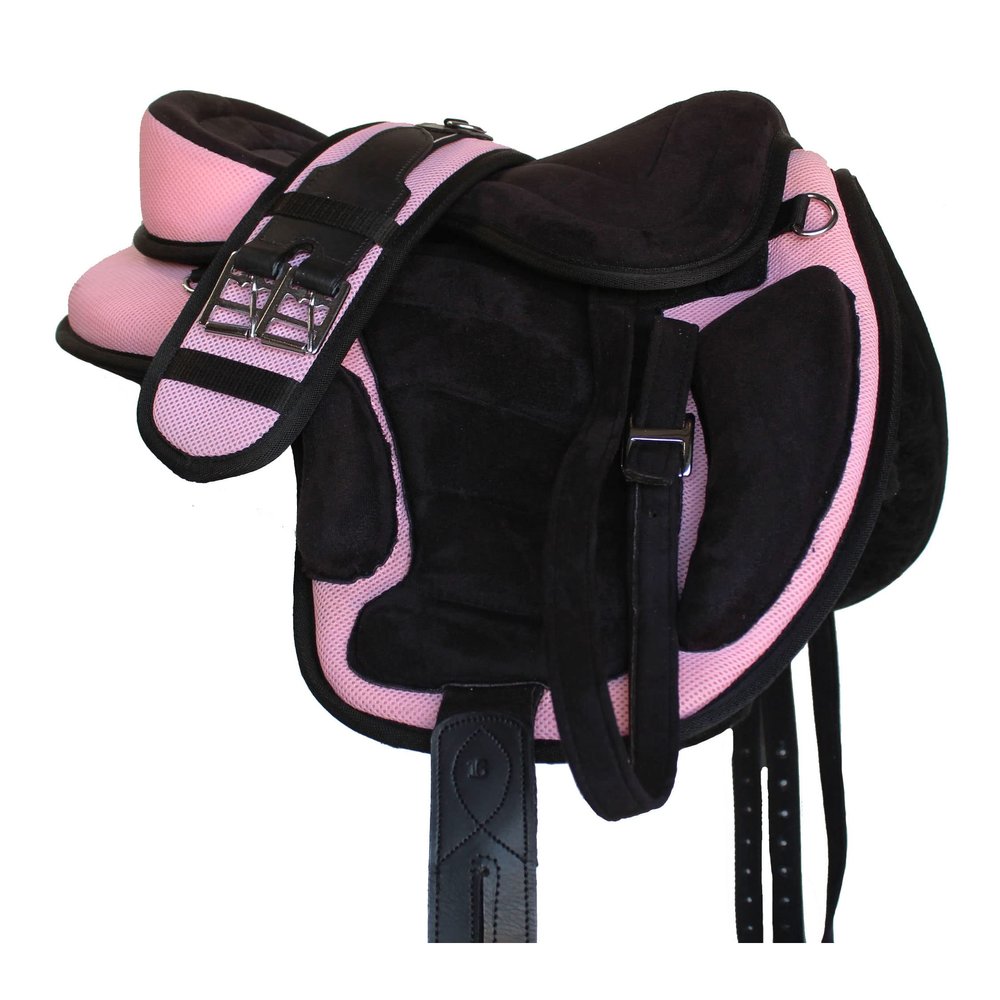 CHALLENGER 15" English Horse Polo Synthetic Treeless Saddle Stirrups 80201PK