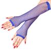 Lastclream 80s Fishnet Sleeves for Women Cosplay Costume Party Accessories Fingerless Mesh Fishnet Glove (Blue) view 1