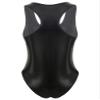iiniim Women's One Piece Shiny Metallic Thong Bodysuit Zipper Front Leotard Tank Swimsuit Bathing Suit Black One Size view 4