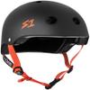 S1 Lifer Helmet for Skateboarding, BMX, and Roller Skating - EPS Fusion Foam, CPSC & ASTM Certified - Black Matte w/Orange Straps X-Small (20.5") view 1