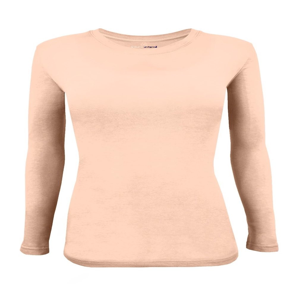 Natural Uniforms Women's Under Scrub Tee Crew Neck Long Sleeve T-Shirt (Nude, XX-Small)