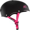 S1 Lifer Helmet for Skateboarding, BMX, and Roller Skating - EPS Fusion Foam, CPSC & ASTM Certified - Black Matte w/Pink Straps Large (22") view 2