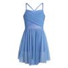 Sxiwei Kids Girls Glittery Mesh Spaghetti Shoulder Straps Ballet Dance Dress Stage Performance Costume Light Blue 10 Years view 1