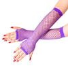 Lastclream 80s Fishnet Sleeves for Women Cosplay Costume Party Accessories Fingerless Mesh Fishnet Gloves (Purple) view 1