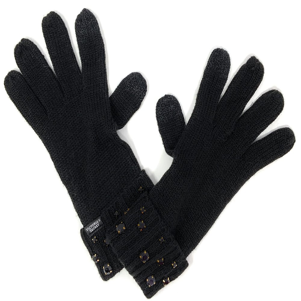 Victoria's Secret Luxe Gem Gloves, Holiday Edition, Black