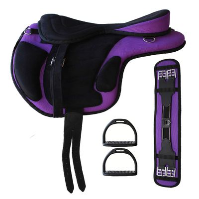 14" English Horse Polo Synthetic Treeless Saddle Stirrups 80201PR