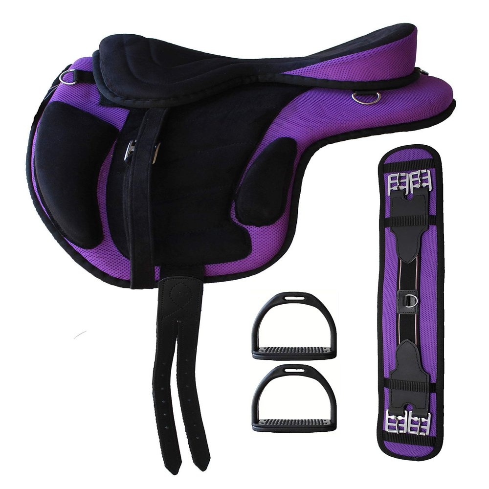 14" English Horse Polo Synthetic Treeless Saddle Stirrups 80201PR