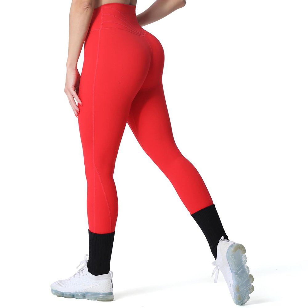 Aoxjox High Waisted Workout Leggings for Women Trinity Yoga Pants 26.5" (Racing Red, XX-Large)