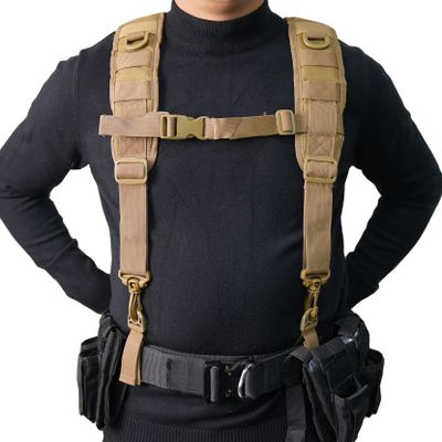 MELOTOUGH Tactical Outdoor H-Harness Duty Belt Suspenders (Khaki) -Tactical Duty Belt not Included-XL