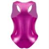 easyforever Women's Shiny Metallic One Piece Swimsuit Front Zipper Swimwear High Cut Thong Leotard Bodysuit Hot Pink One Size view 4