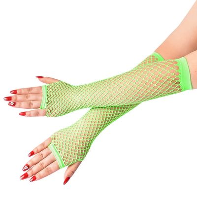 Lastclream 80s Fishnet Sleeves for Women Cosplay Costume Party Accessories Fingerless Mesh Fishnet Gloves (Green)