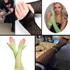 Lastclream 80s Fishnet Sleeves for Women Cosplay Costume Party Accessories Fingerless Mesh Fishnet Gloves (Green) view 3