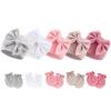 BQUBO Newborn Baby Girls Hats Mittens Set Hospital Hat Beanie Infant Bow Hats Baby Cotton Gloves No Scratch Mittens for 0-6 Months view 1