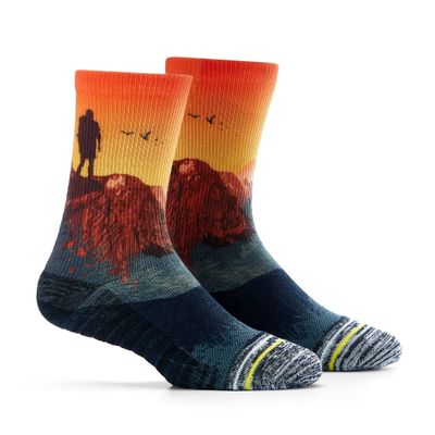 APRIME Cushion Hiking Socks for Men and Women|Trail Running, Cycling, Trekking|Novelty Fun Crew Socks (Medium, Zion)