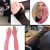 Lastclream 80s Fishnet Sleeves for Women Cosplay Costume Party Accessories Fingerless Mesh Fishnet Gloves (Hot Pink) view 3