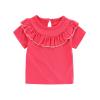 Kids Girls Summer Short Sleeve Tops Solid Color Falbala Ruffles Leisure T-Shirt Pullover Blouse Clothes(Hot Pink,5-6 Years) view 1