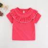 Kids Girls Summer Short Sleeve Tops Solid Color Falbala Ruffles Leisure T-Shirt Pullover Blouse Clothes(Hot Pink,5-6 Years) view 2