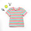 Toddler Kids Girls Short Sleeve Tops Rainbow Stripe Round Neck Tee Shirts Blouse Summer Casual Clothes(Green,1-2 Years) view 2