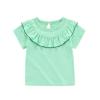 Kids Girls Summer Short Sleeve Tops Solid Color Falbala Ruffles Leisure T-Shirt Pullover Blouse Clothes(Mint Green,7-8 Years) view 1