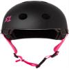 S1 Lifer Helmet for Skateboarding, BMX, and Roller Skating - EPS Fusion Foam, CPSC & ASTM Certified - Black Matte w/Pink Straps XXX-Large (23.5") view 3