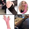 Lastclream 80s Fishnet Sleeves for Women Cosplay Costume Party Accessories Fingerless Mesh Fishnet Gloves (Pink) view 3