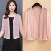 Summer Women Short Cardigan Kimono Jacket Solid Color Mesh See Through Lace Jackets Coat Red view 2