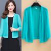 Summer Women Short Cardigan Kimono Jacket Solid Color Mesh See Through Lace Jackets Coat Red view 3
