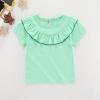 Kids Girls Summer Short Sleeve Tops Solid Color Falbala Ruffles Leisure T-Shirt Pullover Blouse Clothes(Mint Green,5-6 Years) view 2