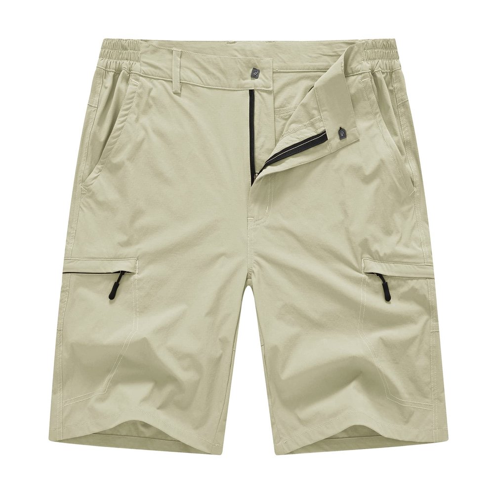 BASUDAM Men's Cargo Hiking Shorts Stretch Quick Dry Lightweight Work Shorts 6 Pockets for Camping Travel Beige 30