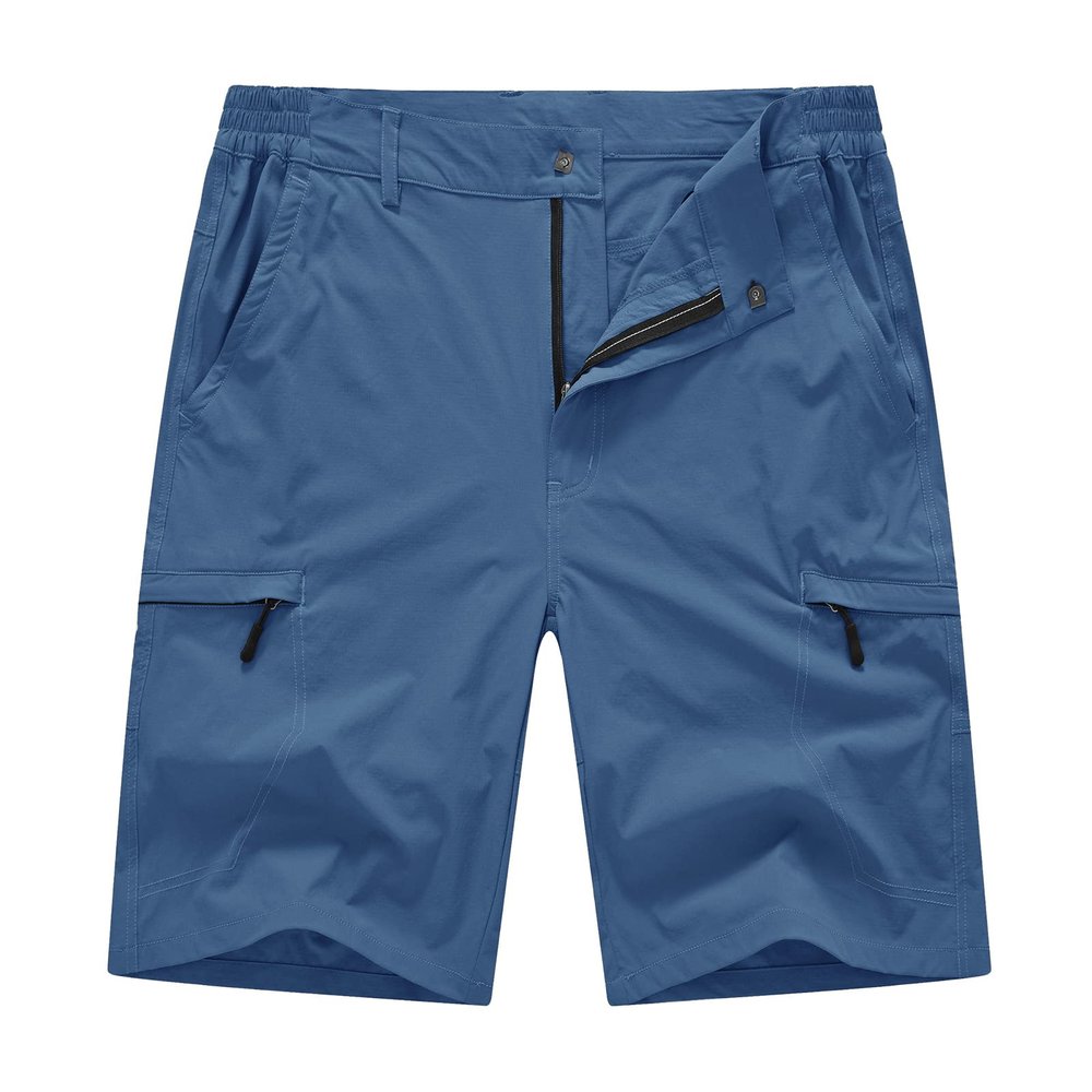 BASUDAM Men's Cargo Hiking Shorts Stretch Quick Dry Lightweight Work Shorts 6 Pockets for Camping Travel Dark Blue 32