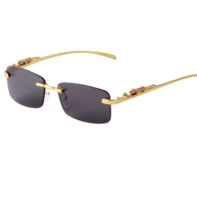ADE WU Vintage Rimless Sunglasses Retro Luxury Gold Metal Frameless Rectangle Colored Lens Sun Glasses