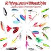 Dr.Fish Fishing Tackle Bag 5 Boxes with 60 Lures Included Loaded Stocking Box Kit Freshwater Lure Gear Equiments Bass Spinner Organizer Green Larger view 4