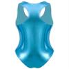 Loloda Women's Metallic Shiny Gymnastics High Cut Leotard Bodysuit One Piece Swimwear Bathing Suits Sky Blue One Size view 4
